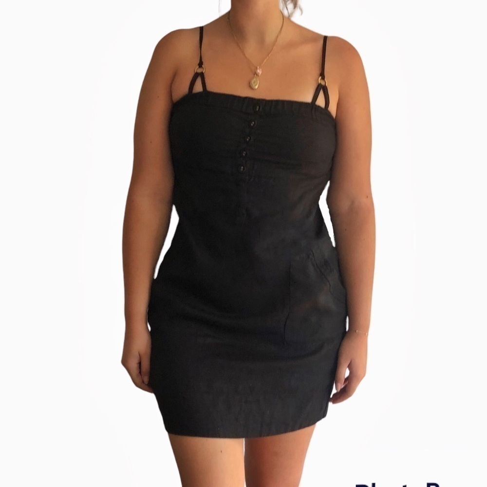 Guess jeans 100% linen dress black Small
